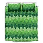 Grass Green Argyle Pattern Print Duvet Cover Bedding Set