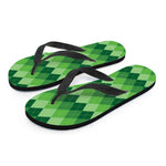 Grass Green Argyle Pattern Print Flip Flops