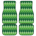 Grass Green Argyle Pattern Print Front and Back Car Floor Mats