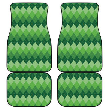 Grass Green Argyle Pattern Print Front and Back Car Floor Mats