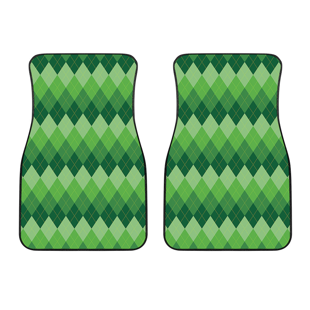 Grass Green Argyle Pattern Print Front Car Floor Mats