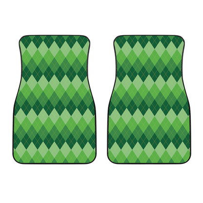 Grass Green Argyle Pattern Print Front Car Floor Mats