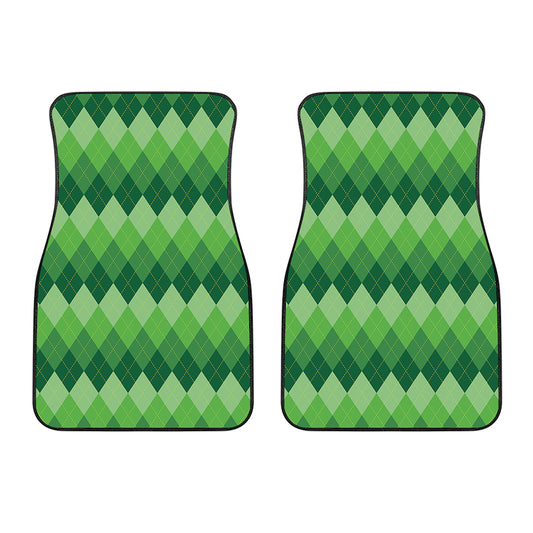 Grass Green Argyle Pattern Print Front Car Floor Mats