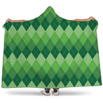 Grass Green Argyle Pattern Print Hooded Blanket
