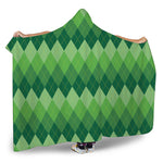 Grass Green Argyle Pattern Print Hooded Blanket