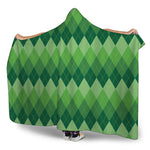 Grass Green Argyle Pattern Print Hooded Blanket
