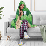 Grass Green Argyle Pattern Print Hooded Blanket