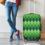 Grass Green Argyle Pattern Print Luggage Cover