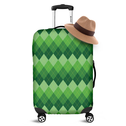 Grass Green Argyle Pattern Print Luggage Cover
