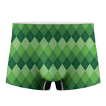 Grass Green Argyle Pattern Print Men's Boxer Briefs