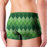 Grass Green Argyle Pattern Print Men's Boxer Briefs