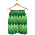 Grass Green Argyle Pattern Print Men's Shorts