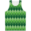 Grass Green Argyle Pattern Print Men's Tank Top