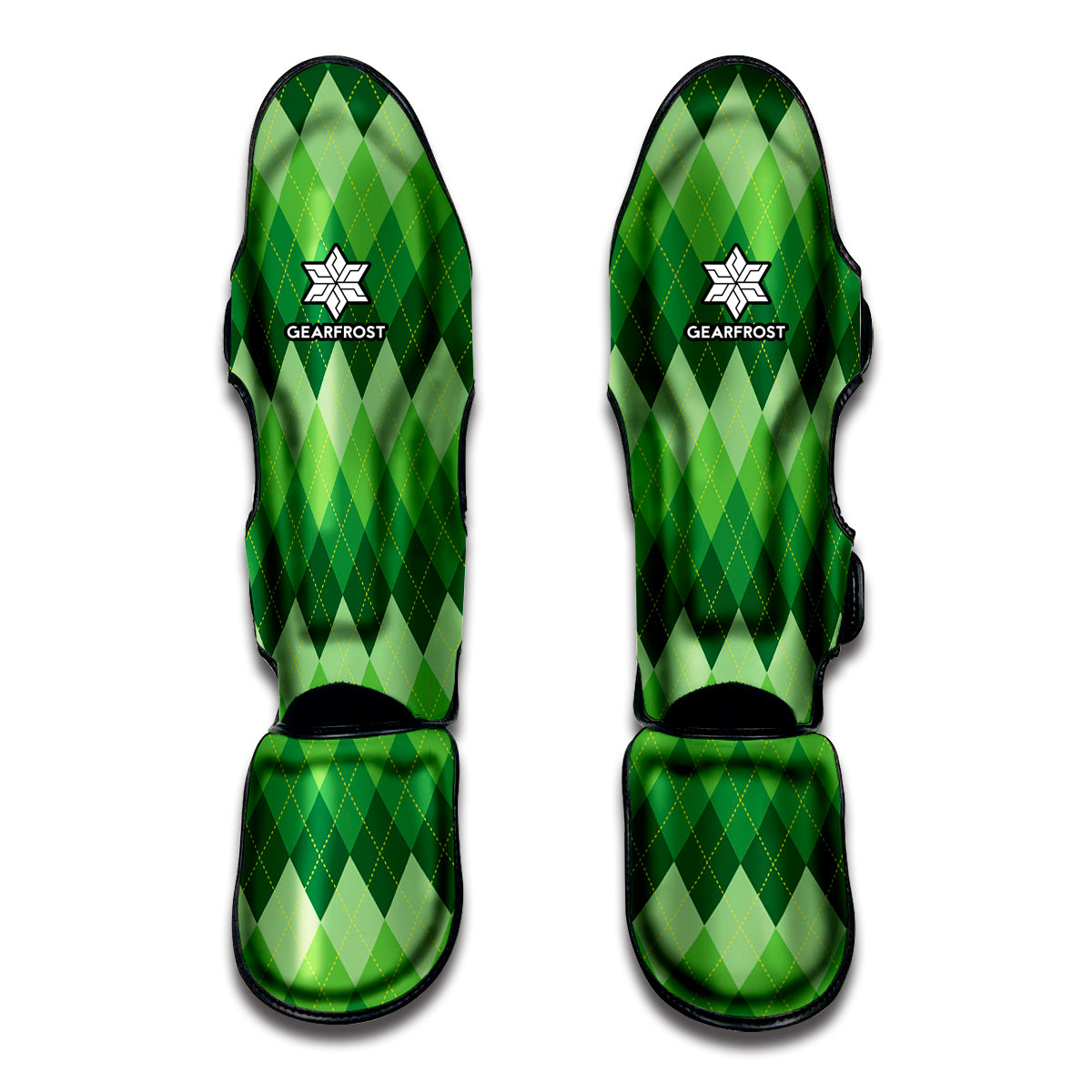 Grass Green Argyle Pattern Print Muay Thai Shin Guard