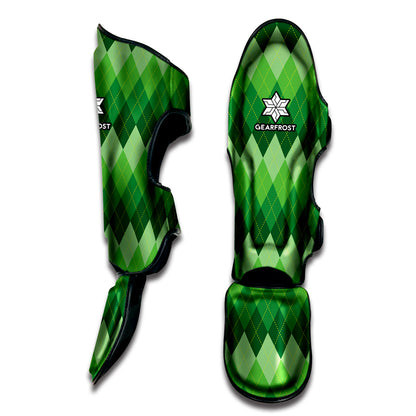 Grass Green Argyle Pattern Print Muay Thai Shin Guard
