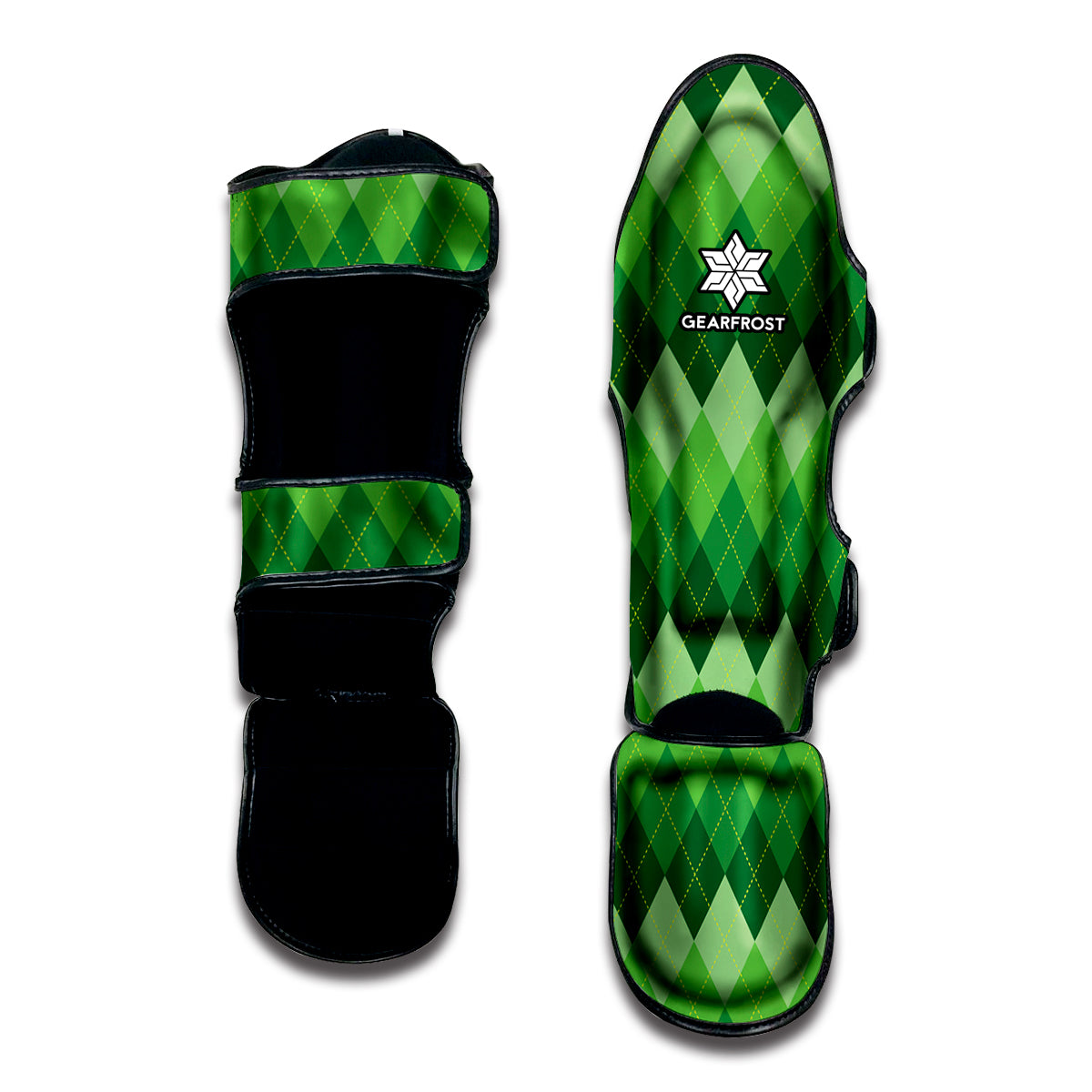 Grass Green Argyle Pattern Print Muay Thai Shin Guard
