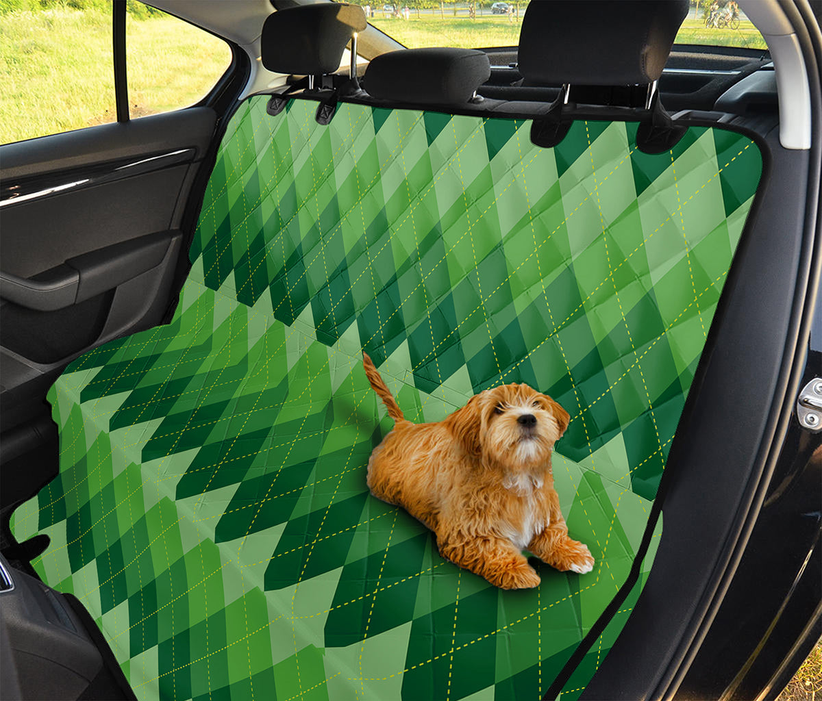 Grass Green Argyle Pattern Print Pet Car Back Seat Cover