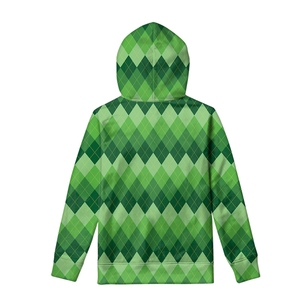 Grass Green Argyle Pattern Print Pullover Hoodie