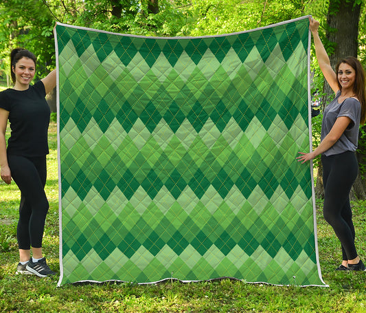 Grass Green Argyle Pattern Print Quilt