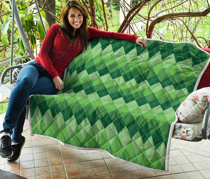Grass Green Argyle Pattern Print Quilt