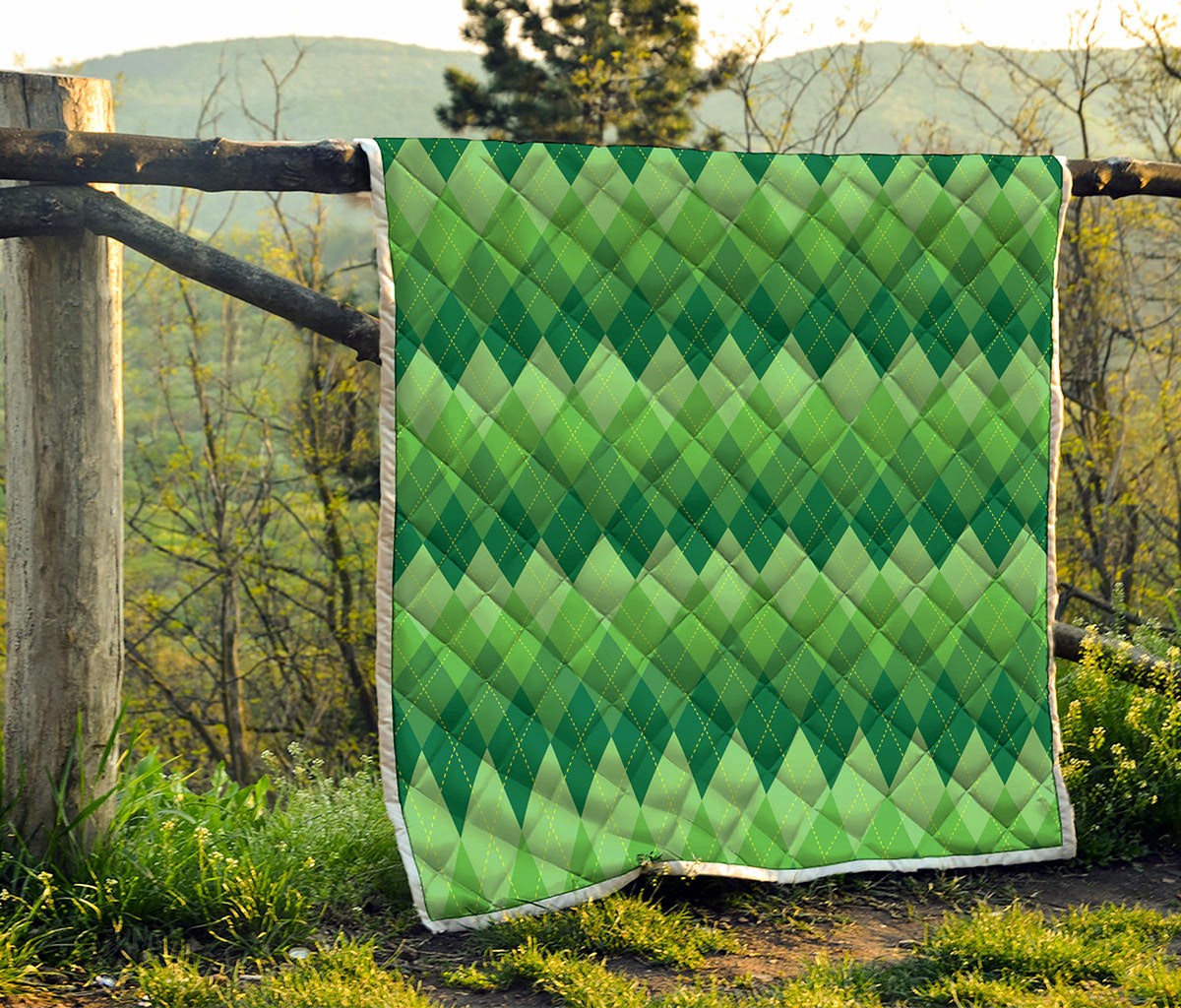 Grass Green Argyle Pattern Print Quilt