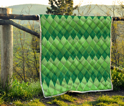 Grass Green Argyle Pattern Print Quilt