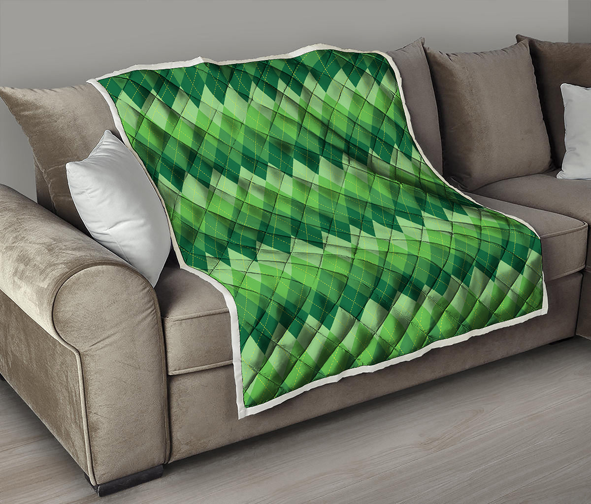 Grass Green Argyle Pattern Print Quilt