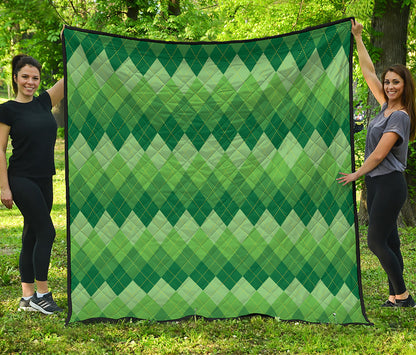 Grass Green Argyle Pattern Print Quilt
