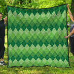 Grass Green Argyle Pattern Print Quilt