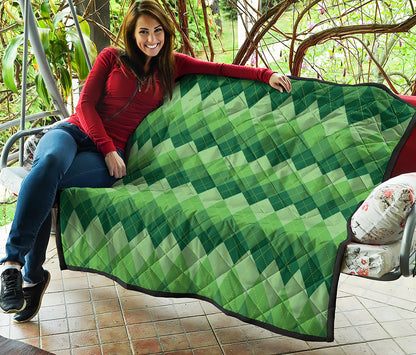 Grass Green Argyle Pattern Print Quilt