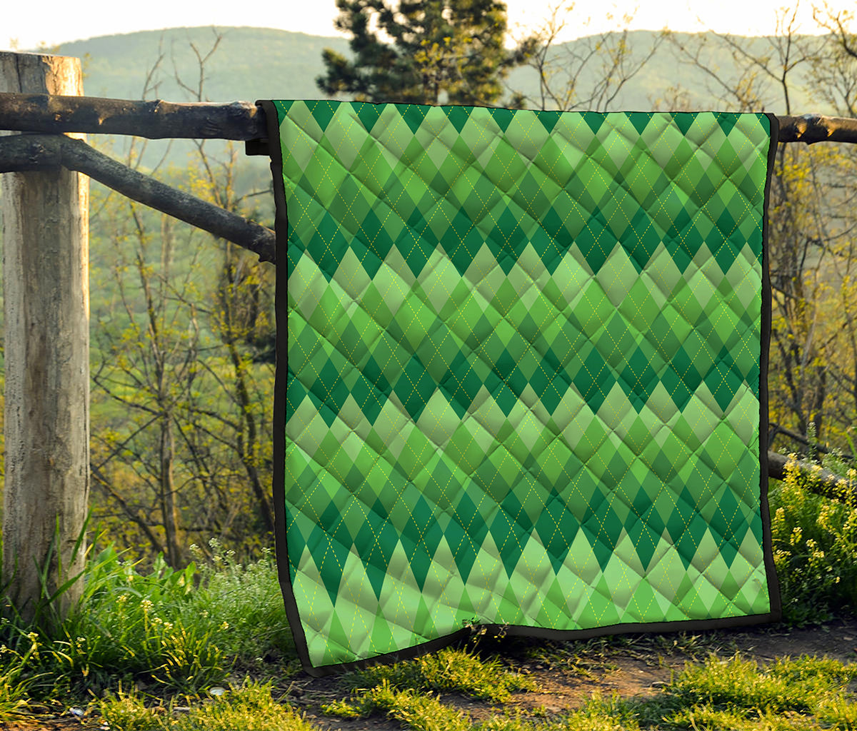 Grass Green Argyle Pattern Print Quilt