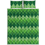 Grass Green Argyle Pattern Print Quilt Bed Set