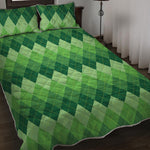 Grass Green Argyle Pattern Print Quilt Bed Set