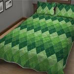 Grass Green Argyle Pattern Print Quilt Bed Set