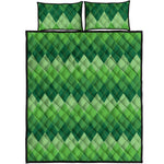 Grass Green Argyle Pattern Print Quilt Bed Set