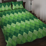 Grass Green Argyle Pattern Print Quilt Bed Set