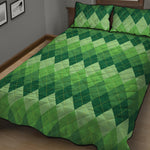 Grass Green Argyle Pattern Print Quilt Bed Set