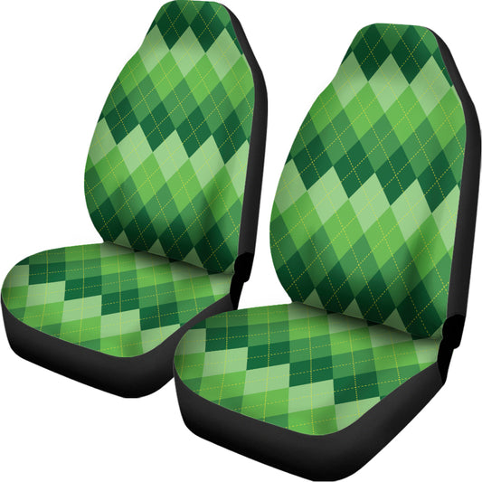 Grass Green Argyle Pattern Print Universal Fit Car Seat Covers