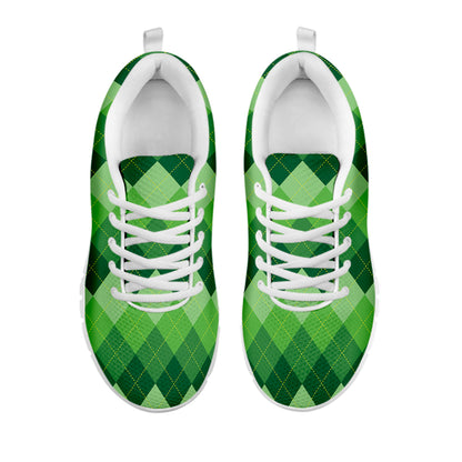 Grass Green Argyle Pattern Print White Sneakers