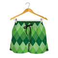 Grass Green Argyle Pattern Print Women's Shorts