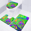 Green Abstract Liquid Trippy Print 3 Piece Bath Mat Set