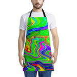 Green Abstract Liquid Trippy Print Apron