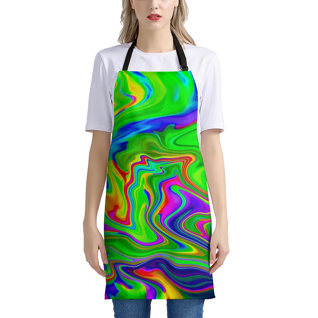 Green Abstract Liquid Trippy Print Apron