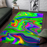 Green Abstract Liquid Trippy Print Area Rug GearFrost