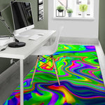 Green Abstract Liquid Trippy Print Area Rug GearFrost