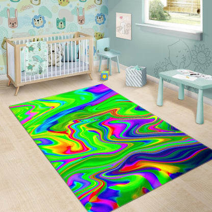 Green Abstract Liquid Trippy Print Area Rug GearFrost
