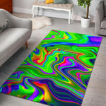 Green Abstract Liquid Trippy Print Area Rug GearFrost