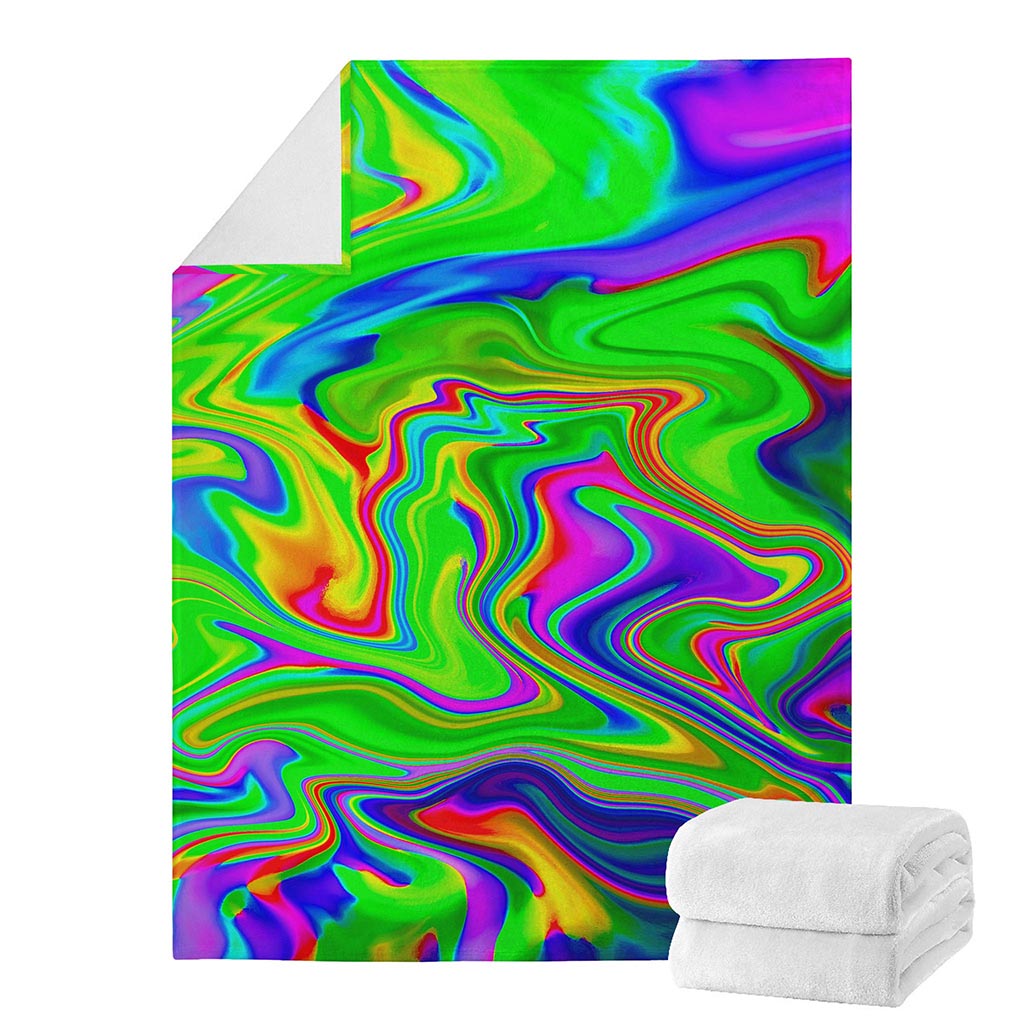 Green Abstract Liquid Trippy Print Blanket