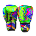 Green Abstract Liquid Trippy Print Boxing Gloves