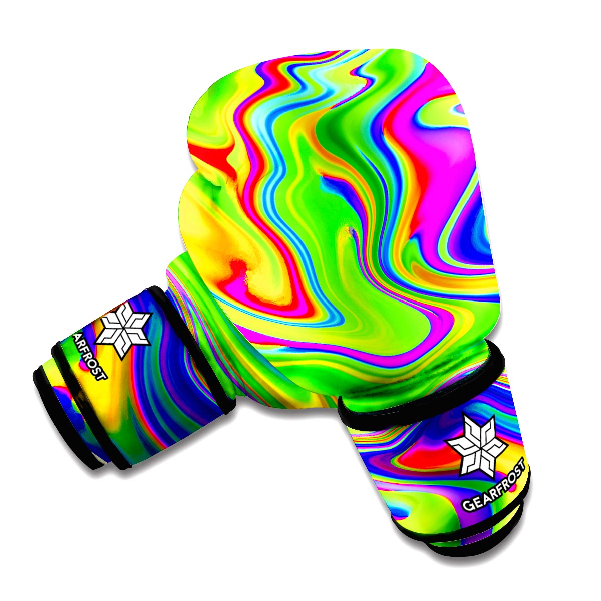 Green Abstract Liquid Trippy Print Boxing Gloves